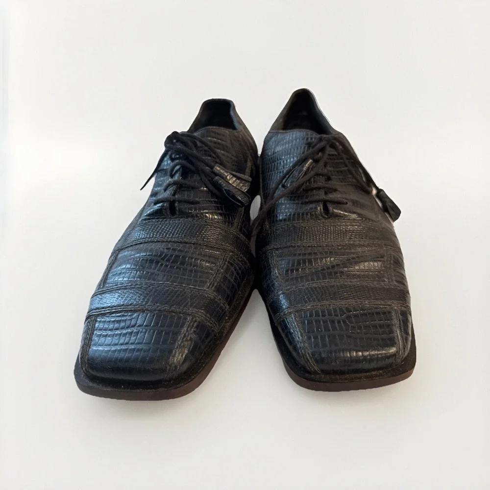 Giorgio Brutini Men's Black Alligator Print Leather Lace Up Dress Shoes  11 1/2M